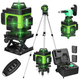 4D 16-Line Self-Leveling Laser Level, USB Rechargeable Green Laser Tool