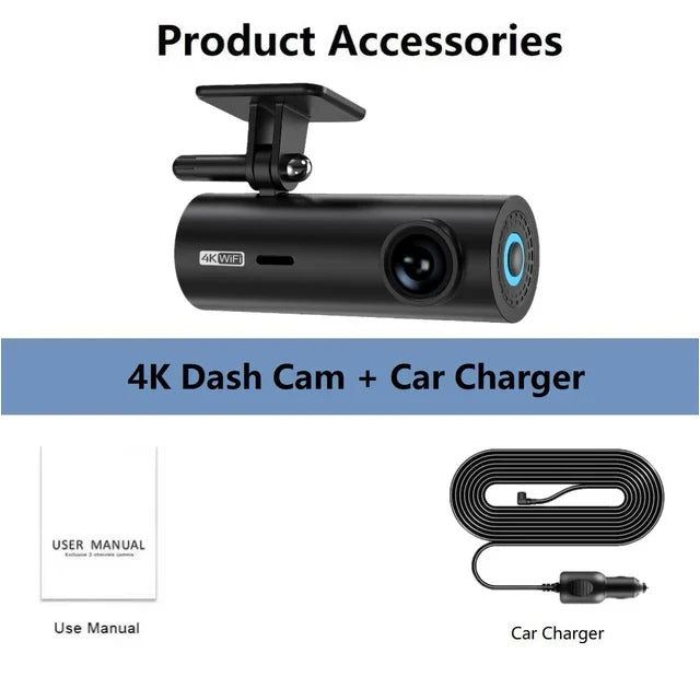 NMHJIE 4K Dash Cam WiFi UHD 3840*2160P Car