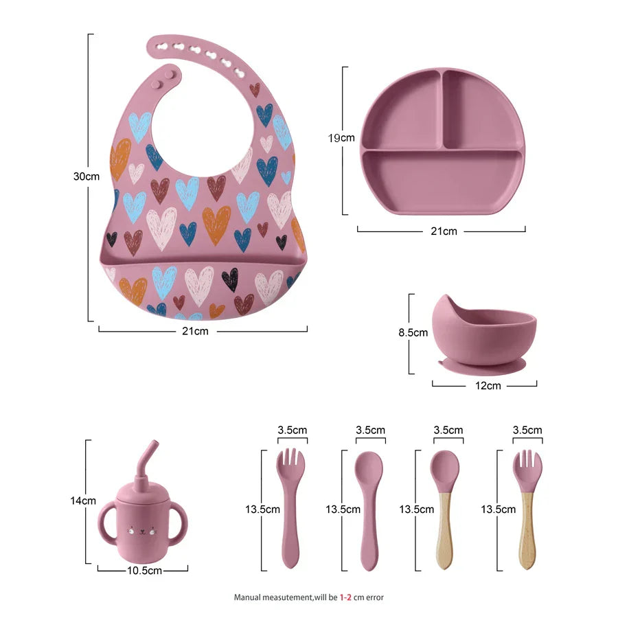 BPA FREE 5PCS/Set Silicone Baby cups dishes Utensils