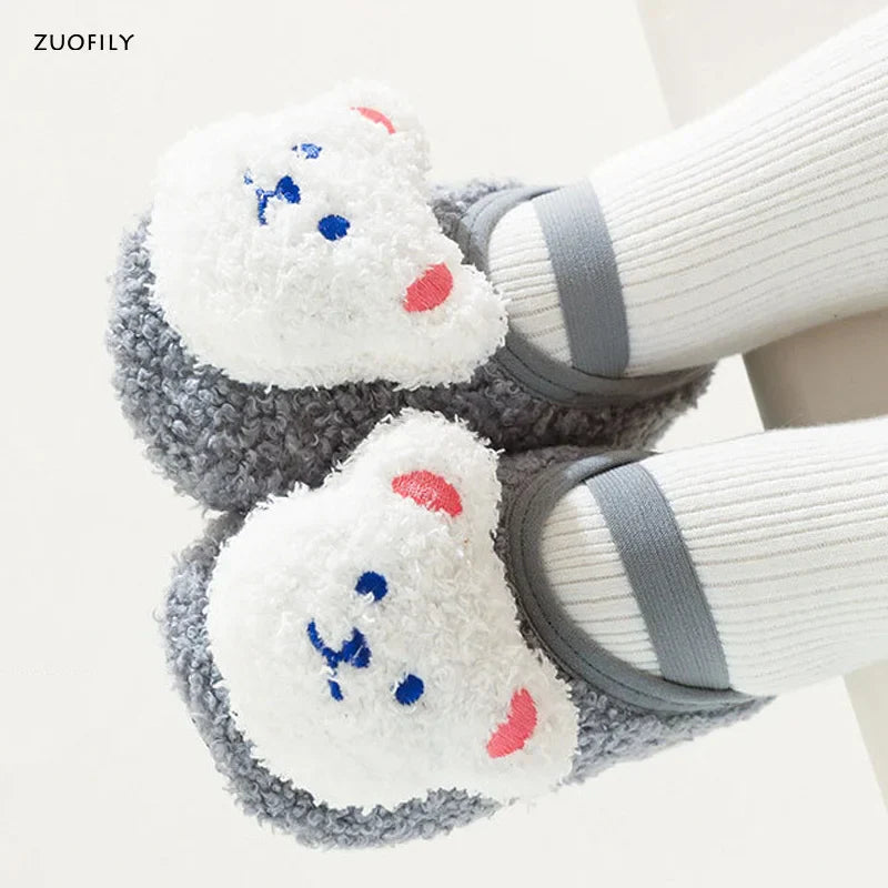 Cartoon Bear Baby Shoes Winter Thick Warm Newborn