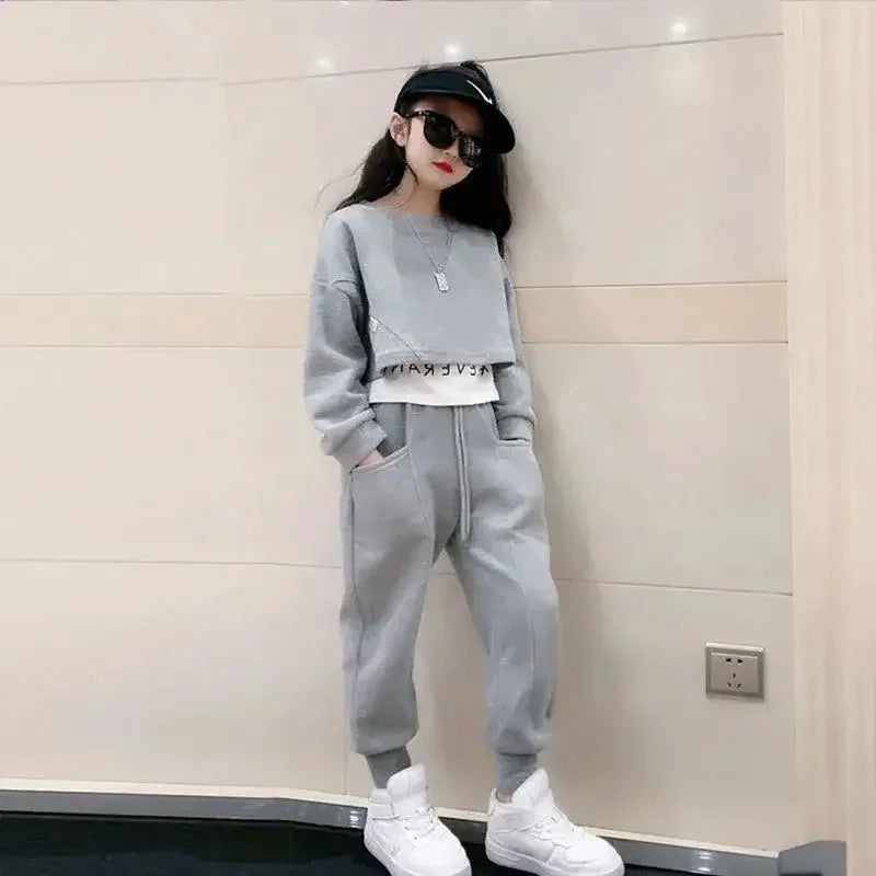 Girls Autumn Loungewear Suit Children\'s Casual Sweatshirt Pants
