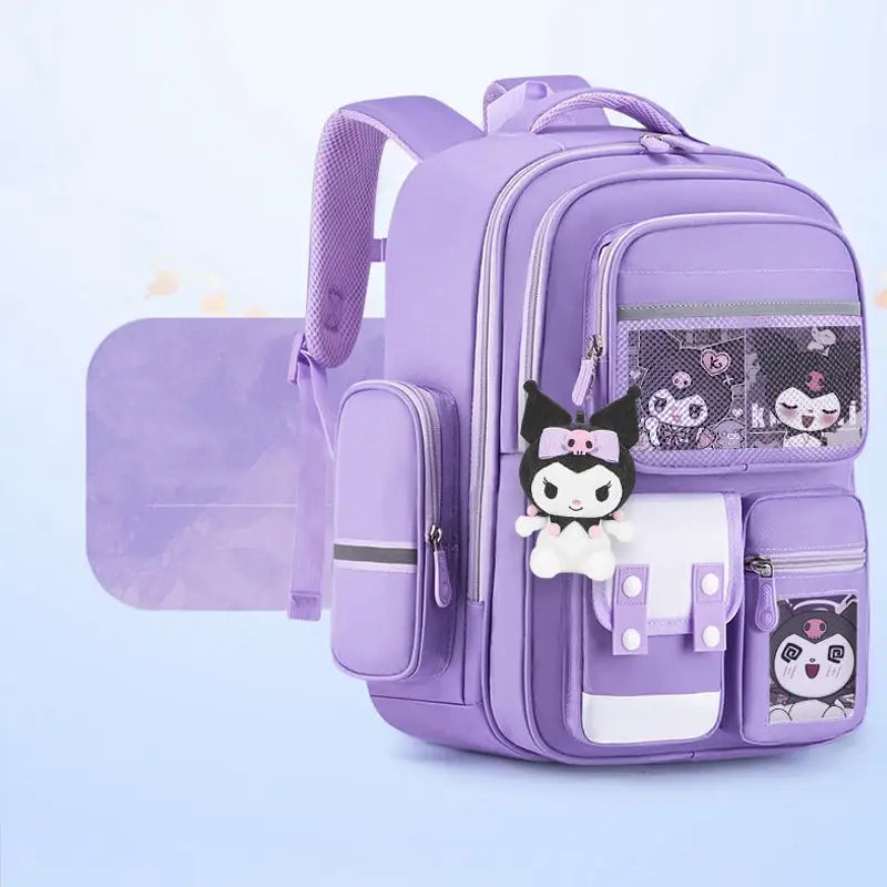 Sanrioed Kuromi Anime Cute Large Capacity Backpack Schoolbags