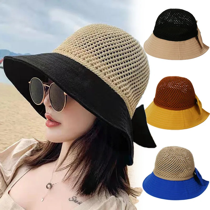 Outdoor Foldable Wide Brim Floppy Girls Straw Hat