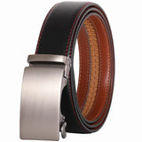 Plyesxale Brown Leather Belt Men 2024 Automatic Buckle