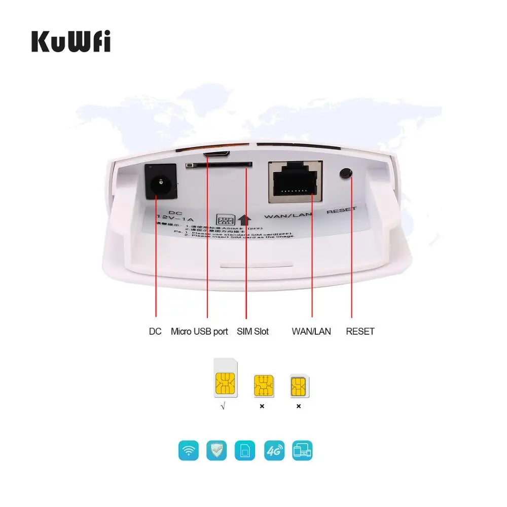 KuWFi 4g Outdoor Wifi Router With Sim Card