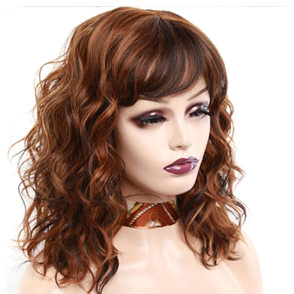 Amir Brown Wigs Synthetic Natural Wavy Wigs for