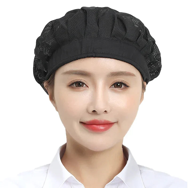 Black Adjustable Food Service Net Hat Kitchen Work