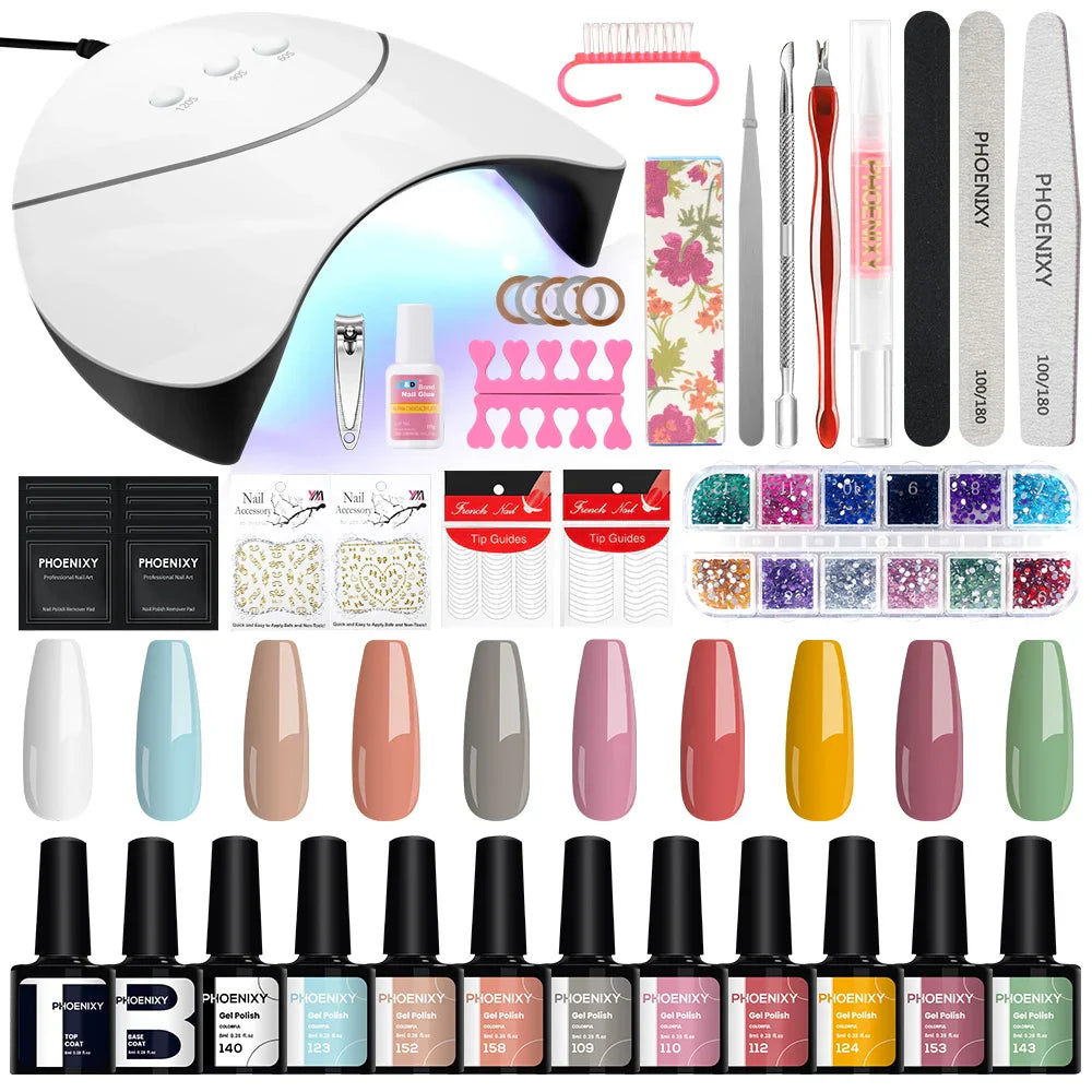 PHOENIXY Gel Nail Polish Set with 36W Nail