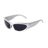 Trendy Silver Rectangle Sport Sunglasses Men Women Brand