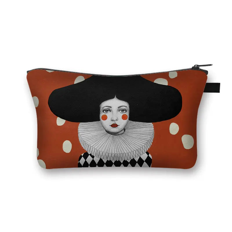 Fashion Lady Painting Print Cosmetic Bag Woman Portable Travel Makeup Storage Bags Afro Girl Cosmetic Case Lipstick Holder Bag