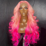 26Inch Ombre Pink Color Transparent Synthetic Lace Front