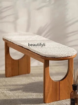 Nordic Solid Wood Rattan Shoes Changing Bench Log