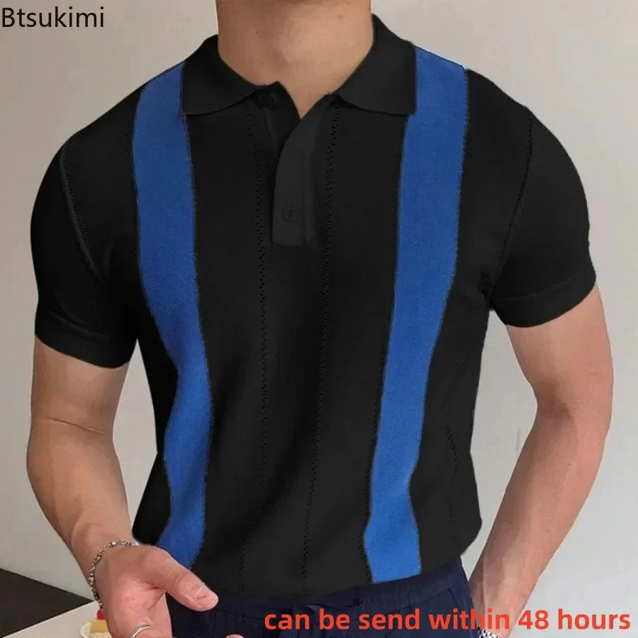 Men's Summer Short Sleeve Polo Shirts Knitted Business