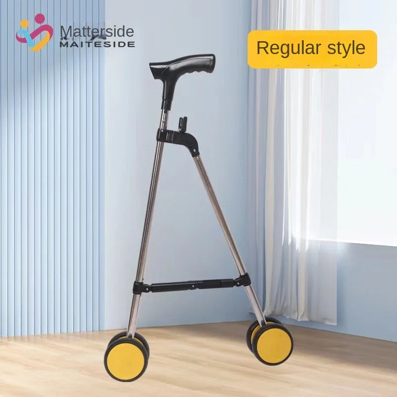 Elderly crutches with wheels Mobile folding crutches shopping