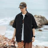 Double Pockets Shirts for Men Vintage Japan Baggy