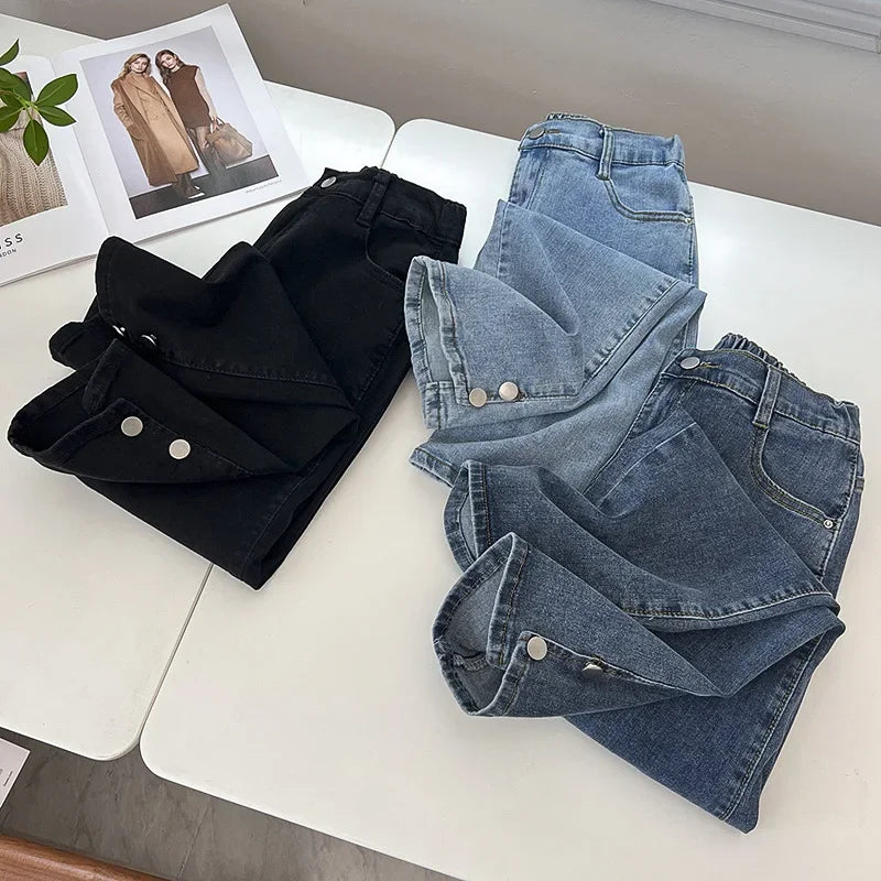 Plus Size Boyfriend Black Drainpipe Jeans For Women