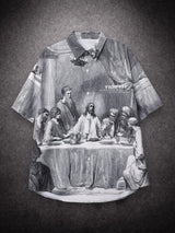 Sycpman Oversized Shirts Mens Summer Painting PrintingCouples Casual
