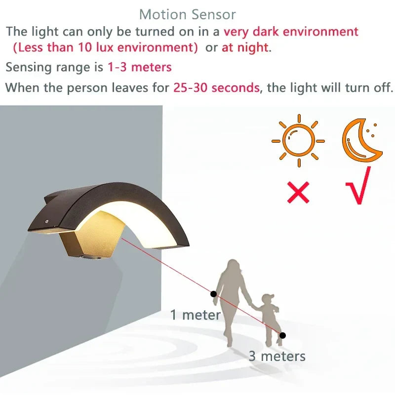 Moden waterproof outdoor wall lamp PIR motion sensor