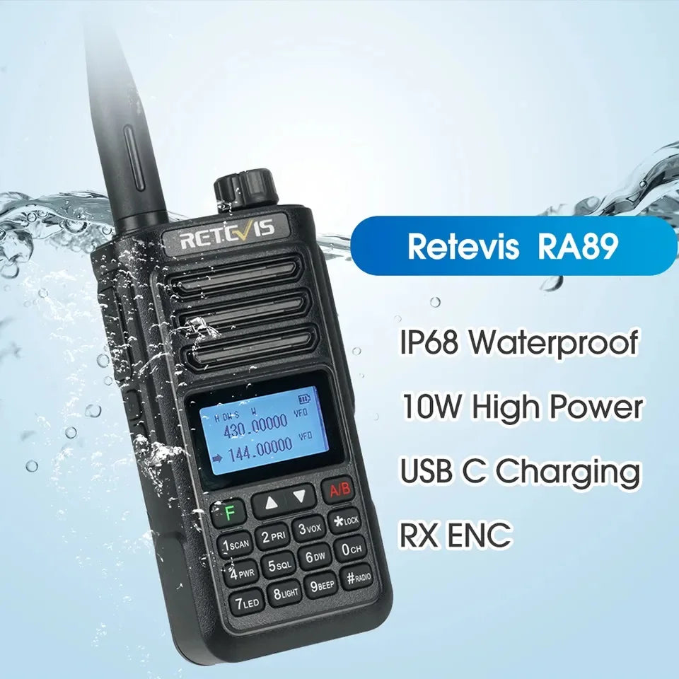 Retevis RA89 Walkie Talkie USB C Charge IP68