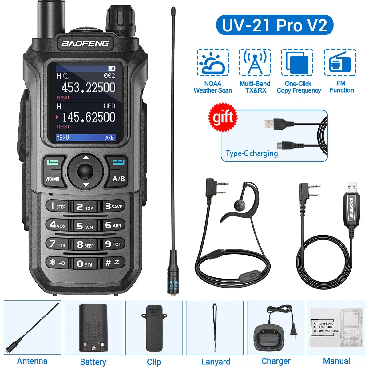 Baofeng UV-21 PRO V2 Walkie Talkie Wireless Copy