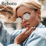 Hipster Polygon Sunglasses For Women Vintage Retro Silver Mirror Metal Frame Sunglasses Classic Square 90’S Shades Trendy 2022