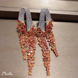 Bilincolor Golden Orange Long Tassel Earring for Women