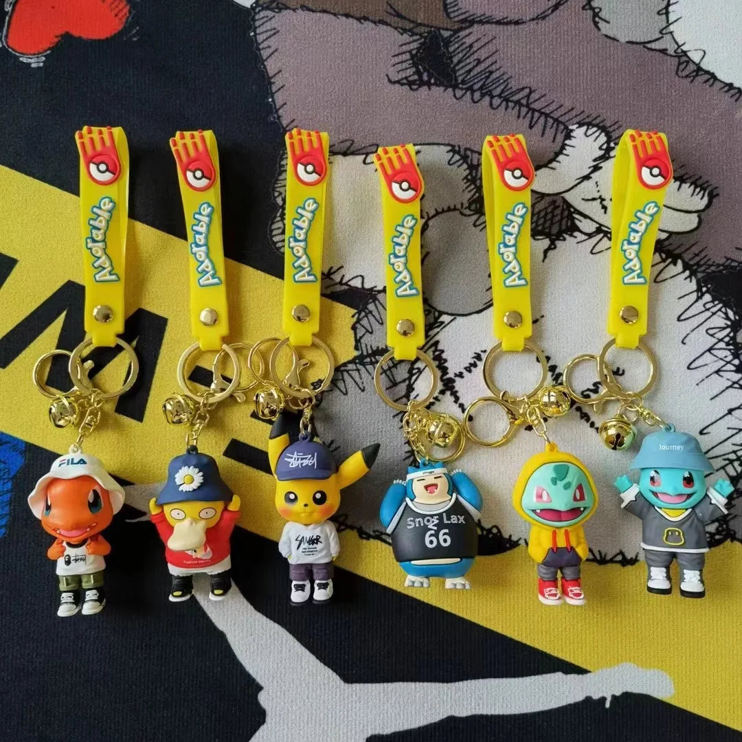 Pokemon Keychain Anime Figures Pikachu Cartoon Key Chain