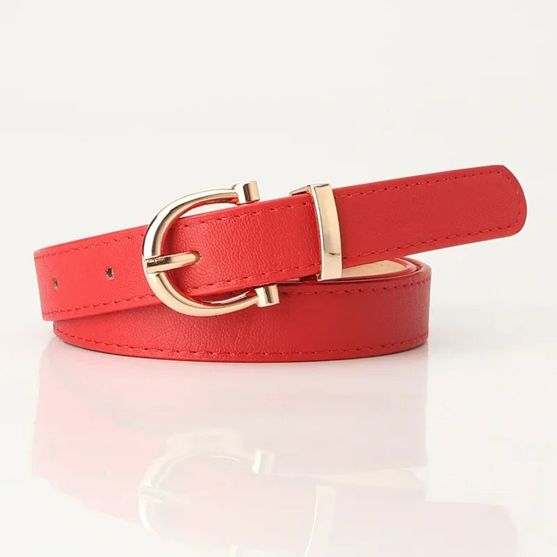 2023 Women Belts New PU Leather Simple Metal