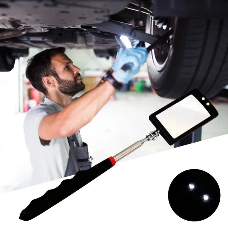 360° Telescoping Inspection Mirror with LED Light