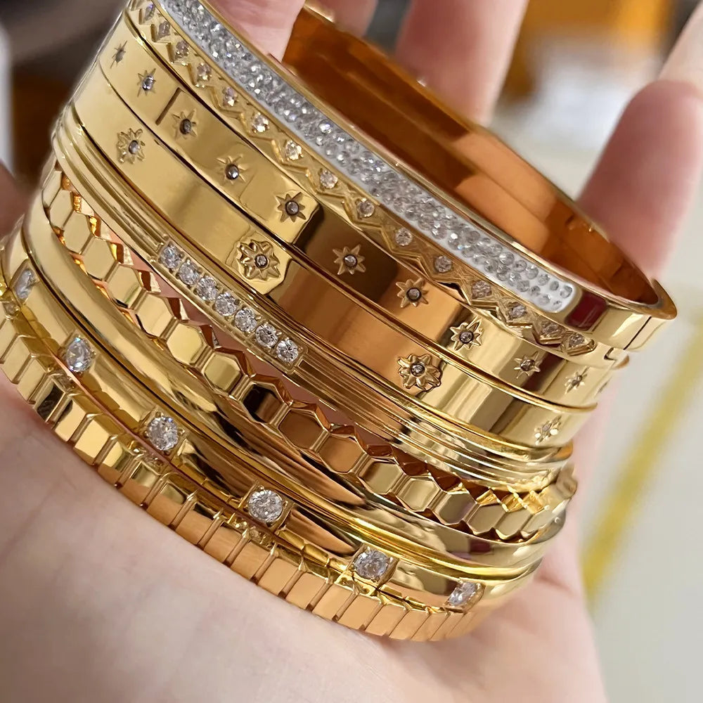 Fashion Punk Gold Color Bangles for Women Trendy