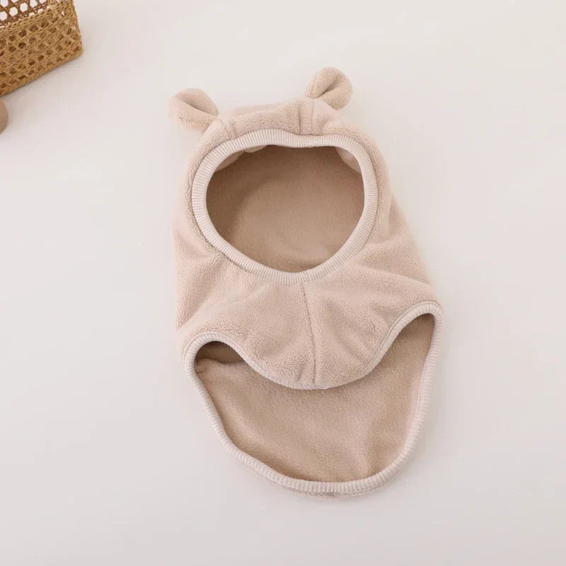 Winter Cartoon Bear Ear Baby One-Piece Hat Kids