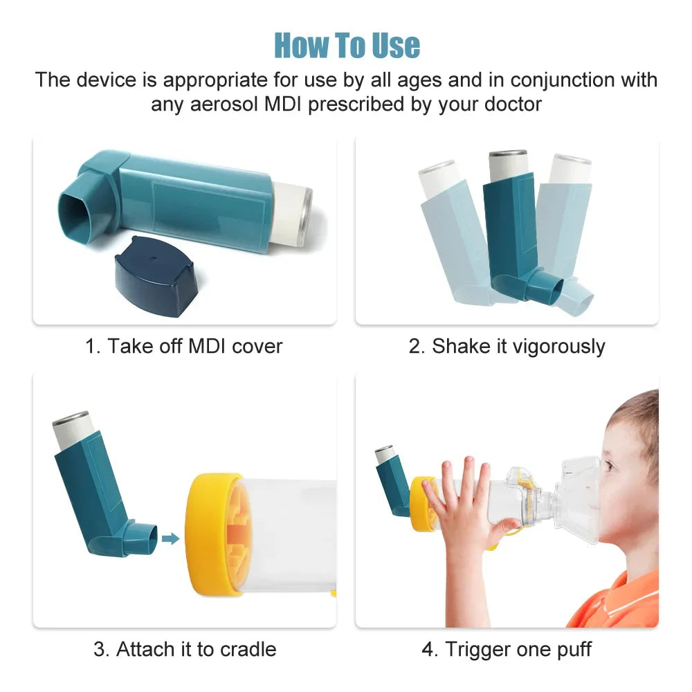 Professional Inhaler Spacer Device Adult/Pediatric/Baby Asthma Spacer Silicone