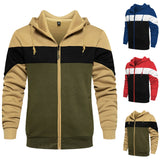 Fashion Mens Zip Up Hoodies Sweatshirts Patchwork Jumper