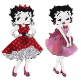 FishSheep Cute Acrylic Cartoon Girl Figure Brooches Pins