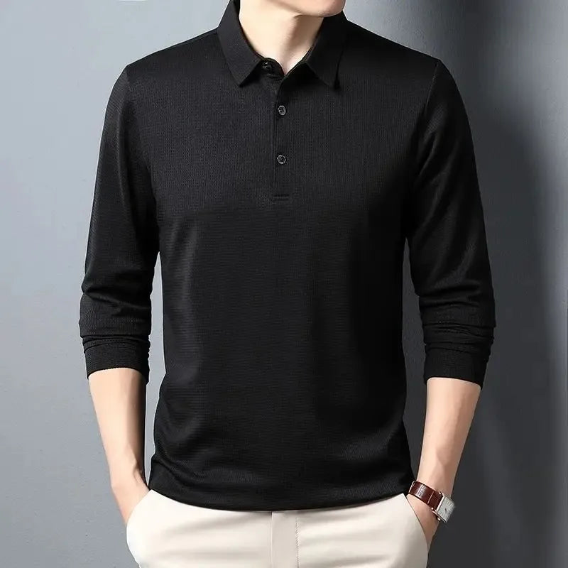 2024 New Polo Shirt Men Long Sleeve Business