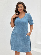 LIH HUA Women's Plus Size Denim Dress Summer