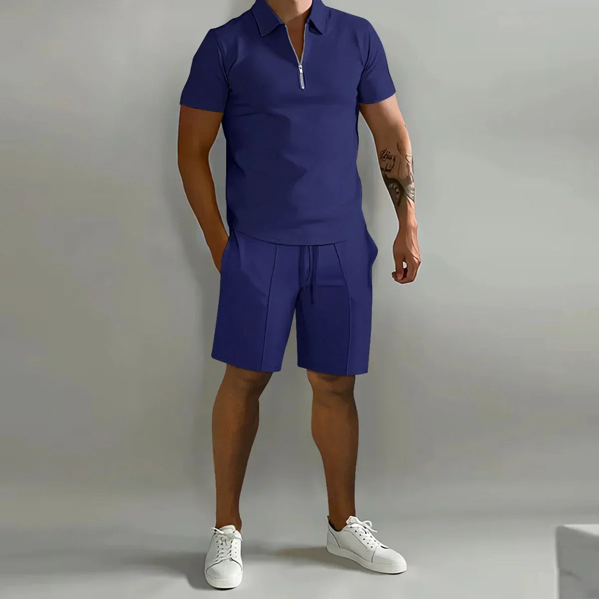 Summer New Solid Color Men's Sets High Street
