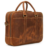 Men Leather Briefcase Bag 14" Computer Laptop s Thick Cow Skin Business Vintage Style Male Daily Working Totes