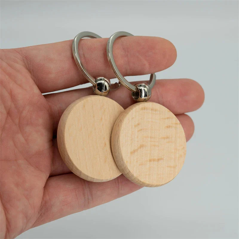 100 Pieces Round Wood Keychain Blanks Diy Wooden
