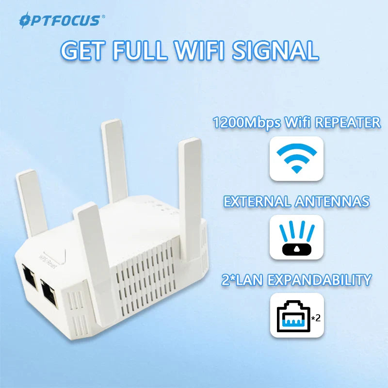 OPTFOCUS 2.4G 5G WiFi Repeater 2 LAN 300