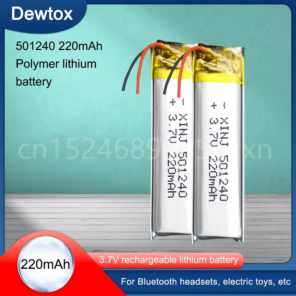 3.7V 220mAh 501240 Battery Li-Polymer Rechargeable Battery 501240