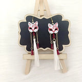 Vintage Fox Mask Earrings for Women Japanese Style
