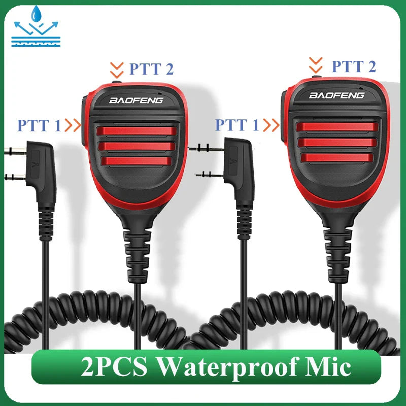 2PCS Baofeng Walkie Talkie Speaker Mic Waterproof PTT