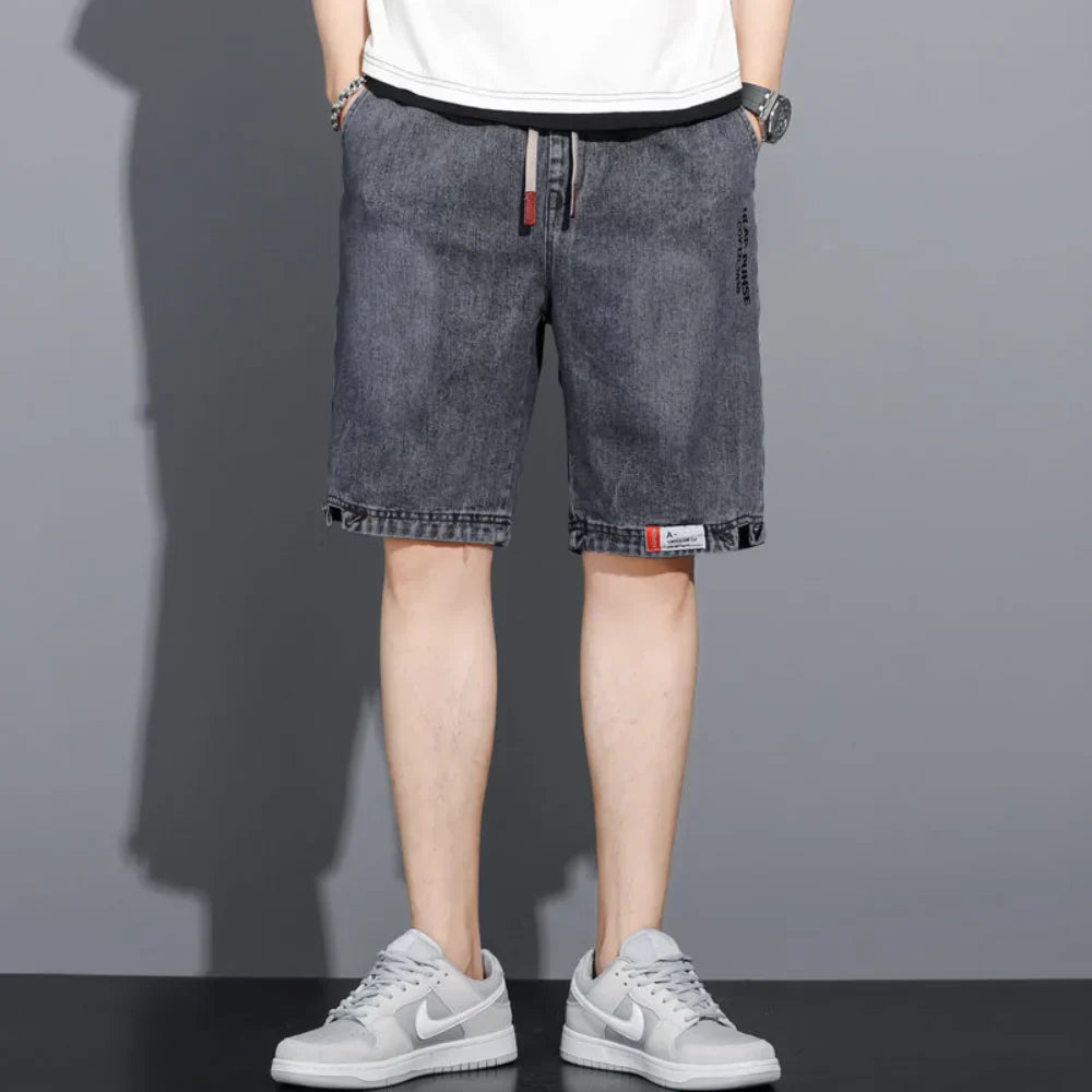 New Summer Men Denim Shorts Drawstring Loose y2k