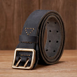 Thick Original Leather Belt Vintage Men Wide Belt