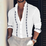 2023 Fashion Button Turn-down Collar Office Blouse Men