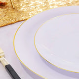 Nervure 100Pieces White with Gold Rim Plastic Plates