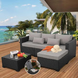 3 Pieces Patio Furniture Set Outdoor Sectional Wicker