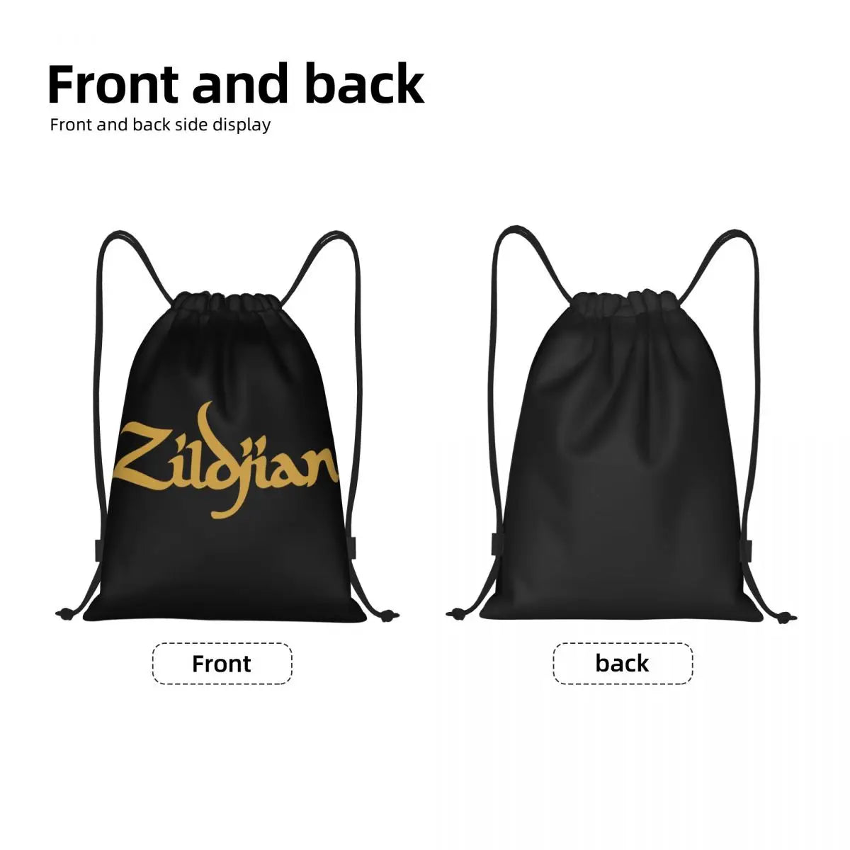 Zildjian Logo Bag Drawstring Backpack Sports Gym Sackpack String Bag for Yoga