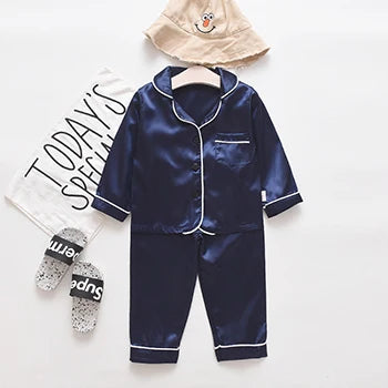 Toddler Girls Silk Satin Pajamas Sets Cartoon Kids